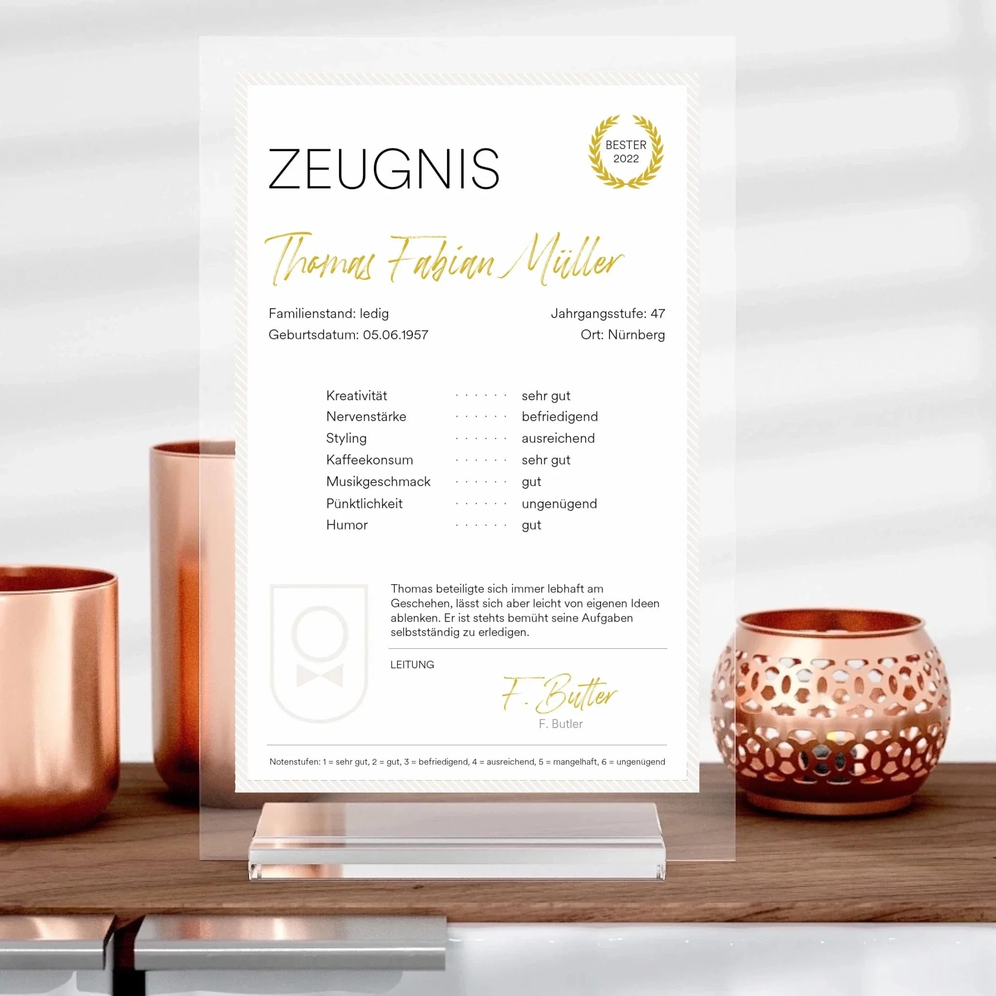Zeugnis-Aufsteller aus Glas - Image 2